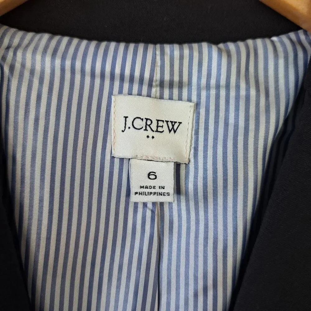 J CREW Black Cotton-blend Two-button Blazer Size 6 Jacket